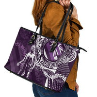 Hawaii Queen Liliuokalani Leather Tote Bag Hawaiian Maile Lei Flag Style LT05 - Polynesian Pride