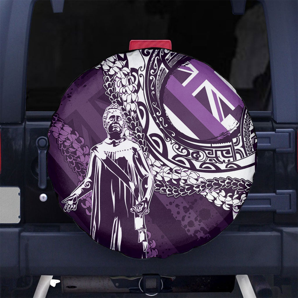 Hawaii Queen Liliuokalani Spare Tire Cover Hawaiian Maile Lei Flag Style LT05 No hole Purple - Polynesian Pride