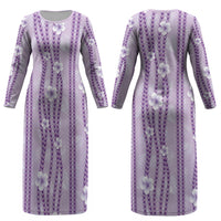 Hawaii Queen Liliuokalani Couples Matching Long Sleeve Bodycon Dress and Hawaiian Shirt Lavender Lei Pua Kalaunu LT05 - Polynesian Pride