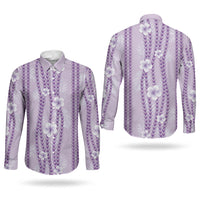 Hawaii Queen Liliuokalani Couples Matching Off Shoulder Short Dress and Long Sleeve Button Shirt Lavender Lei Pua Kalaunu LT05 - Polynesian Pride
