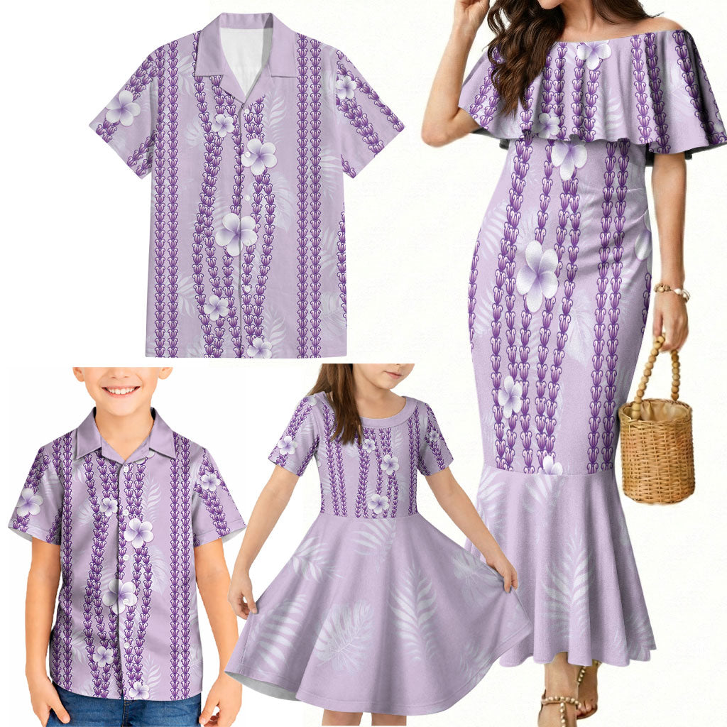 Hawaii Queen Liliuokalani Family Matching Mermaid Dress and Hawaiian Shirt Lavender Lei Pua Kalaunu