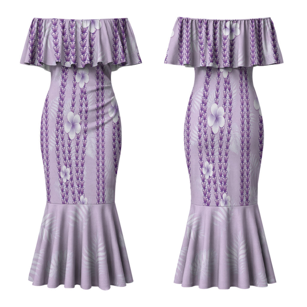 Hawaii Queen Liliuokalani Family Matching Mermaid Dress and Hawaiian Shirt Lavender Lei Pua Kalaunu LT05 Mom's Dress Lavender - Polynesian Pride