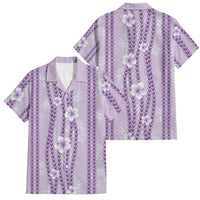 Hawaii Queen Liliuokalani Family Matching Off Shoulder Maxi Dress and Hawaiian Shirt Lavender Lei Pua Kalaunu