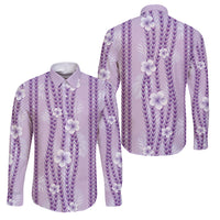 Hawaii Queen Liliuokalani Family Matching Off Shoulder Maxi Dress and Hawaiian Shirt Lavender Lei Pua Kalaunu