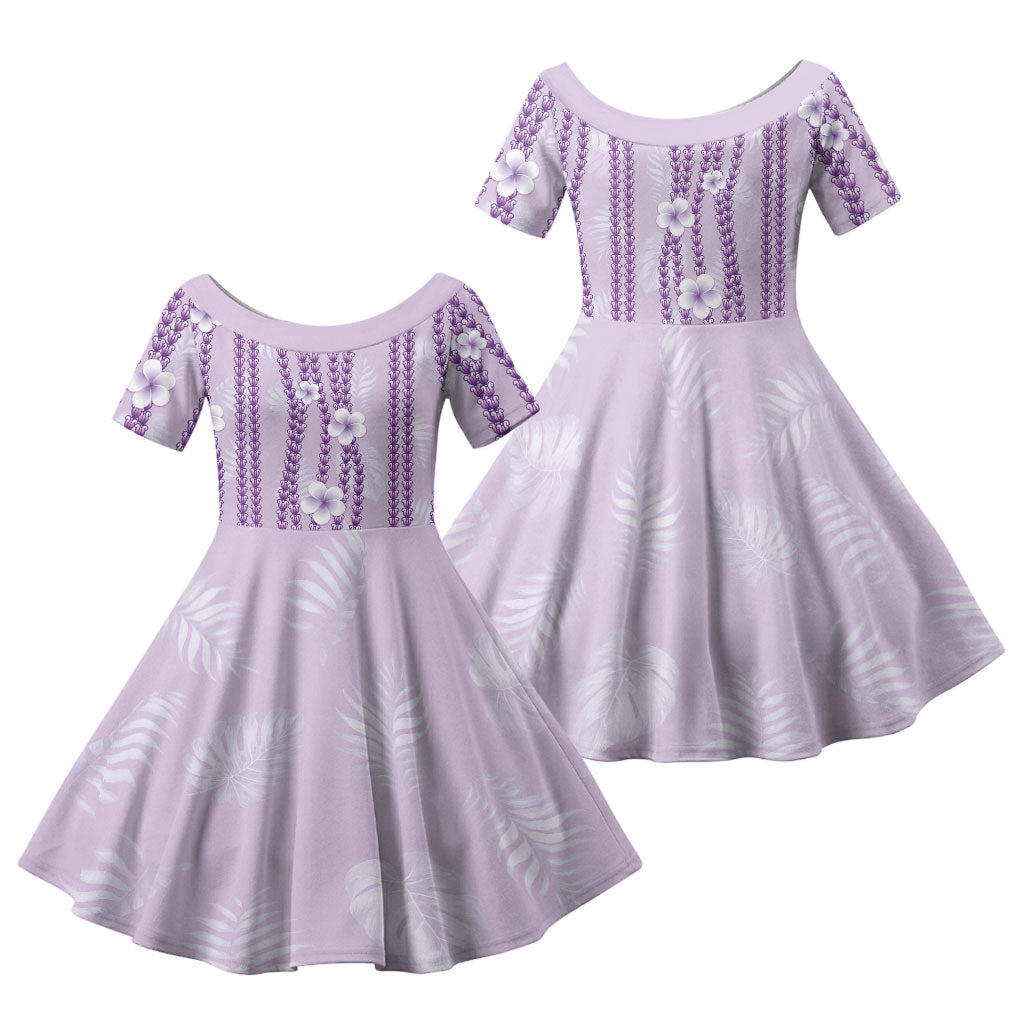 Hawaii Queen Liliuokalani Family Matching Off Shoulder Maxi Dress and Hawaiian Shirt Lavender Lei Pua Kalaunu