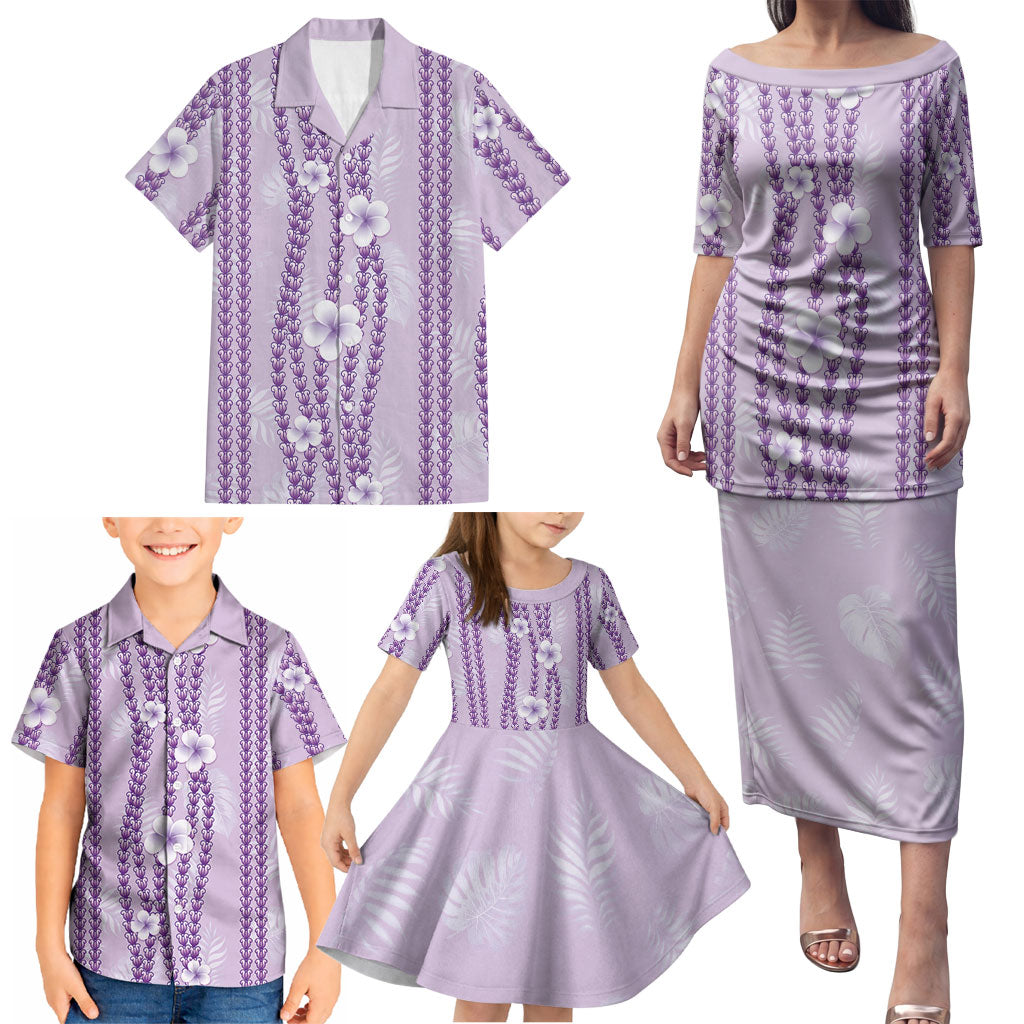 Hawaii Queen Liliuokalani Family Matching Puletasi and Hawaiian Shirt Lavender Lei Pua Kalaunu LT05 - Polynesian Pride