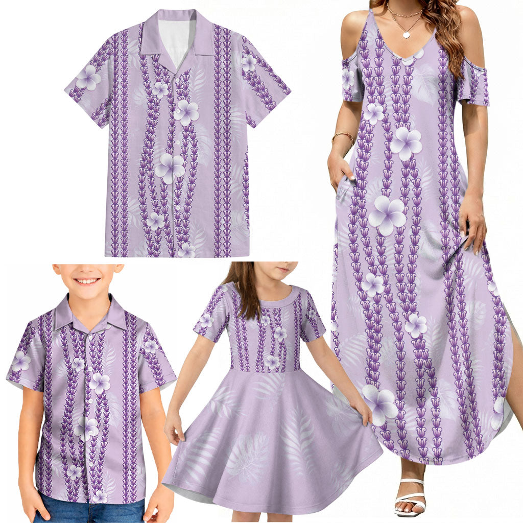 Hawaii Queen Liliuokalani Family Matching Summer Maxi Dress and Hawaiian Shirt Lavender Lei Pua Kalaunu