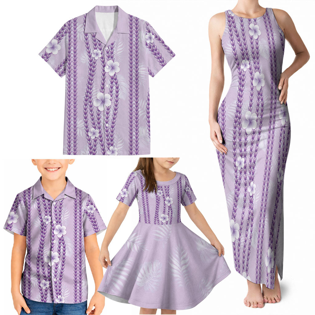 Hawaii Queen Liliuokalani Family Matching Tank Maxi Dress and Hawaiian Shirt Lavender Lei Pua Kalaunu