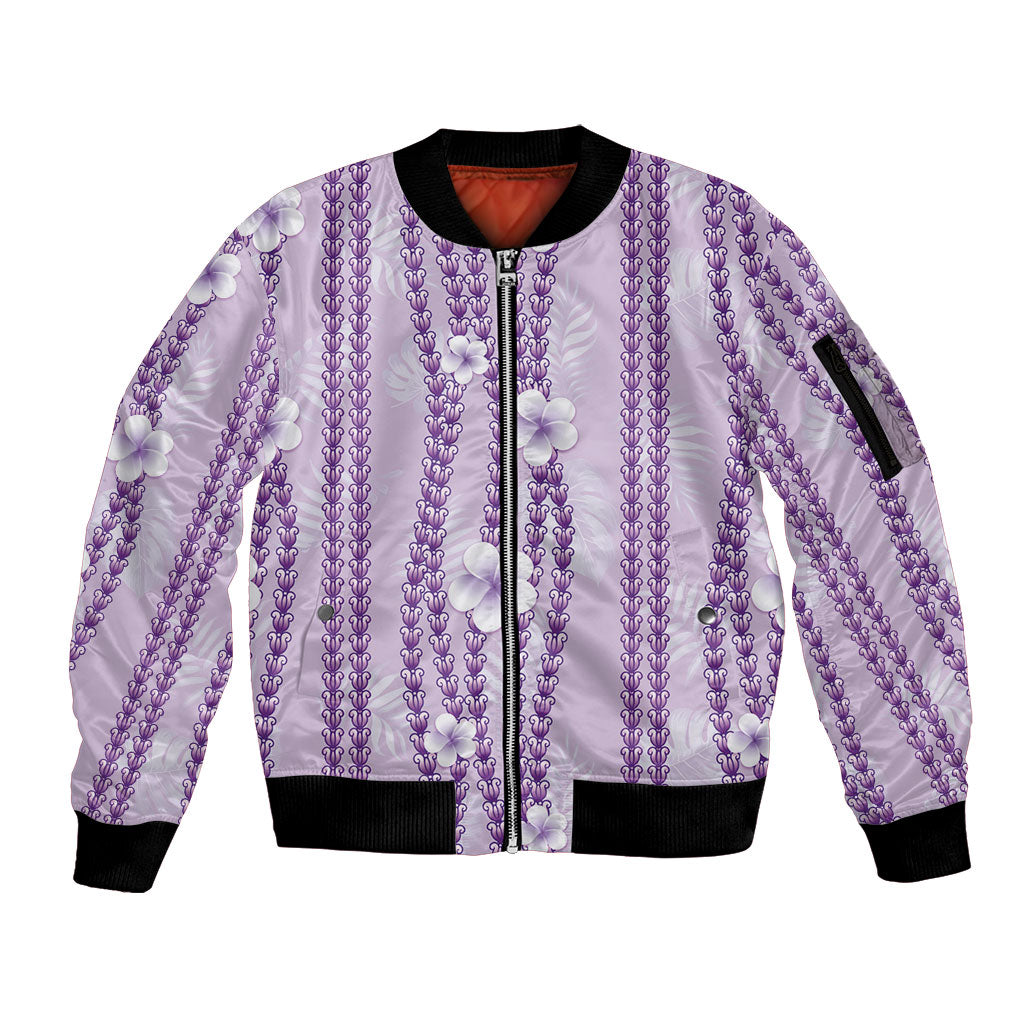 Hawaii Queen Liliuokalani Sleeve Zip Bomber Jacket Lavender Lei Pua Kalaunu LT05 Unisex Lavender - Polynesian Pride