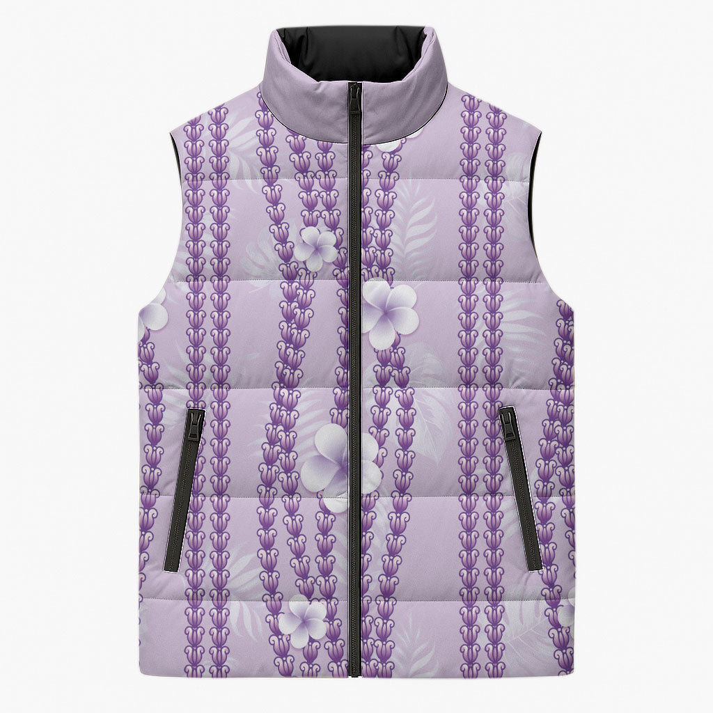 Hawaii Queen Liliuokalani Sleeveless Puffer Jacket Lavender Lei Pua Kalaunu LT05 Unisex Lavender - Polynesian Pride