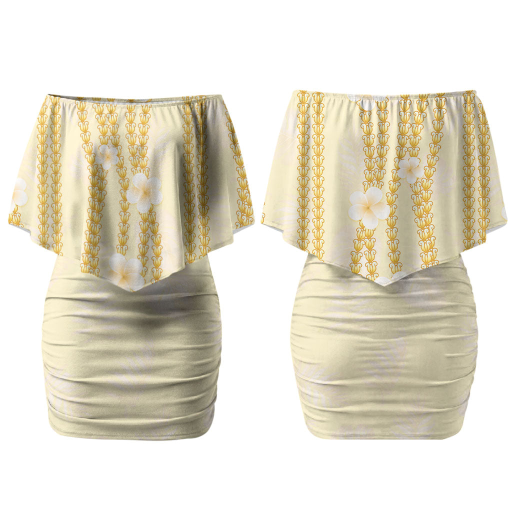 Hawaii Queen Liliuokalani Couples Matching Off Shoulder Short Dress and Hawaiian Shirt Gold Lei Pua Kalaunu LT05 - Polynesian Pride