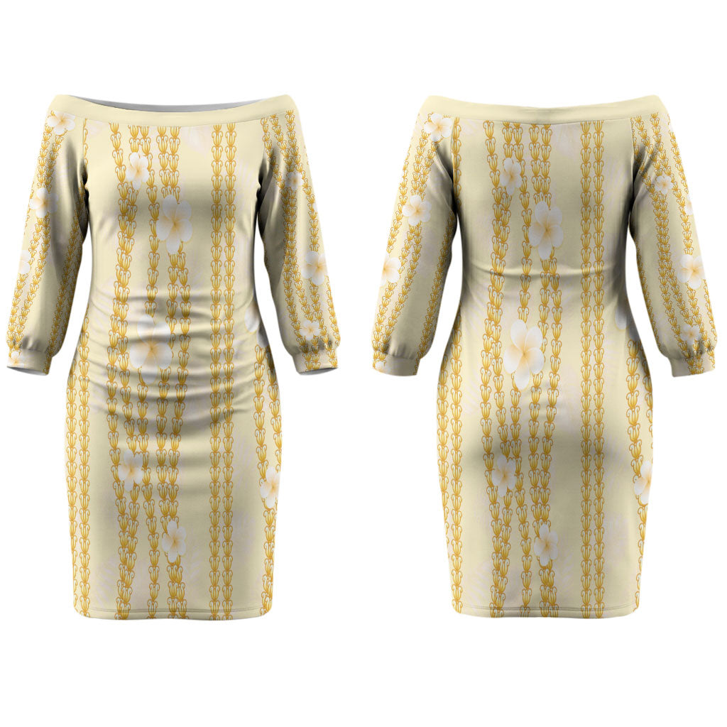 Hawaii Queen Liliuokalani Couples Matching Off The Shoulder Long Sleeve Dress and Long Sleeve Button Shirt Gold Lei Pua Kalaunu LT05 - Polynesian Pride