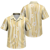 Hawaii Queen Liliuokalani Family Matching Long Sleeve Bodycon Dress and Hawaiian Shirt Gold Lei Pua Kalaunu LT05 Son's Shirt Gold - Polynesian Pride
