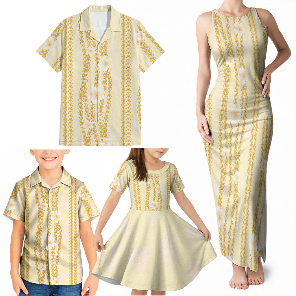 Hawaii Queen Liliuokalani Family Matching Tank Maxi Dress and Hawaiian Shirt Gold Lei Pua Kalaunu