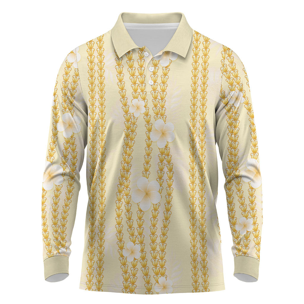 Hawaii Queen Liliuokalani Long Sleeve Polo Shirt Gold Lei Pua Kalaunu