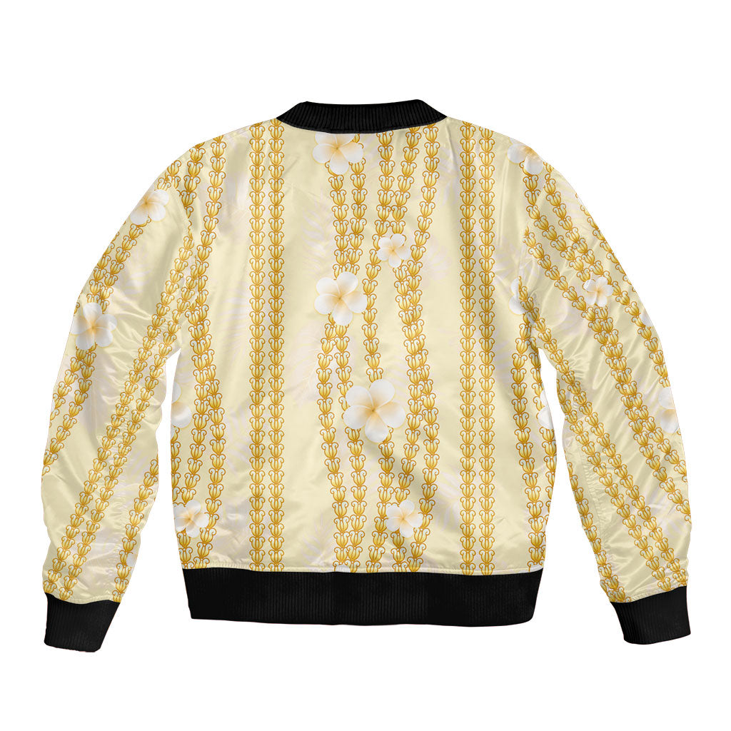 Hawaii Queen Liliuokalani Sleeve Zip Bomber Jacket Gold Lei Pua Kalaunu LT05 - Polynesian Pride