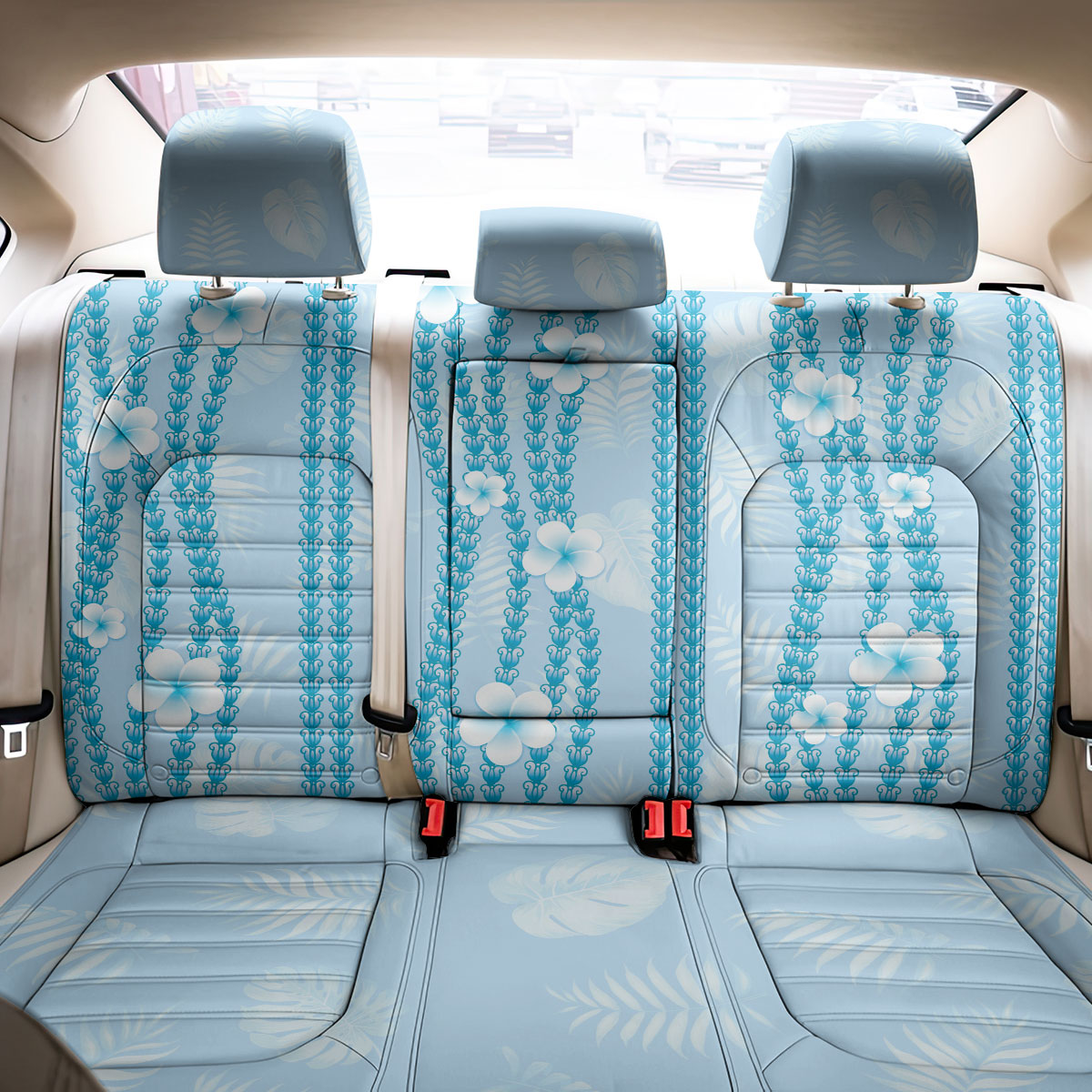 Hawaii Queen Liliuokalani Back Car Seat Cover Blue Lei Pua Kalaunu LT05 - Polynesian Pride