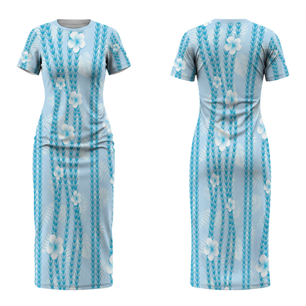 Hawaii Queen Liliuokalani Couples Matching Short Sleeve Bodycon Dress and Hawaiian Shirt Blue Lei Pua Kalaunu LT05 - Polynesian Pride