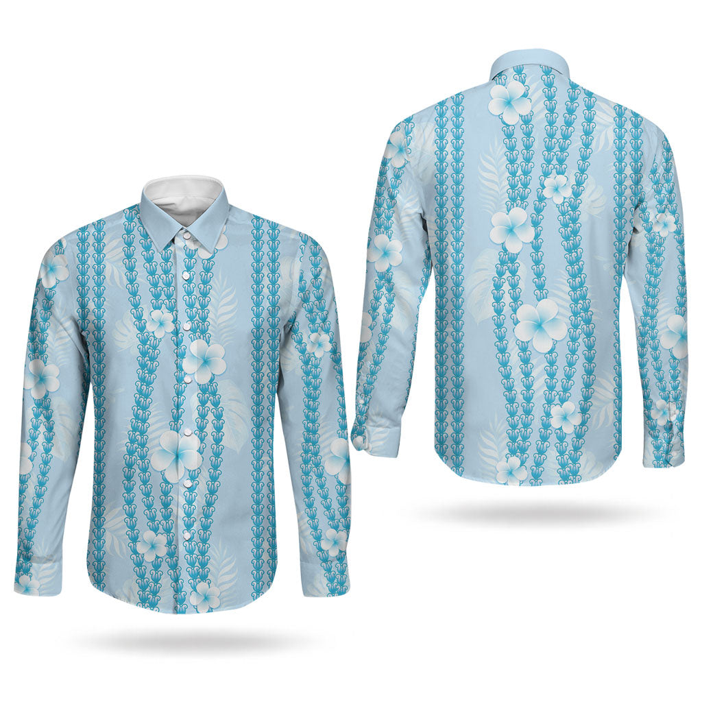 Hawaii Queen Liliuokalani Couples Matching Summer Maxi Dress and Long Sleeve Button Shirt Blue Lei Pua Kalaunu LT05 - Polynesian Pride