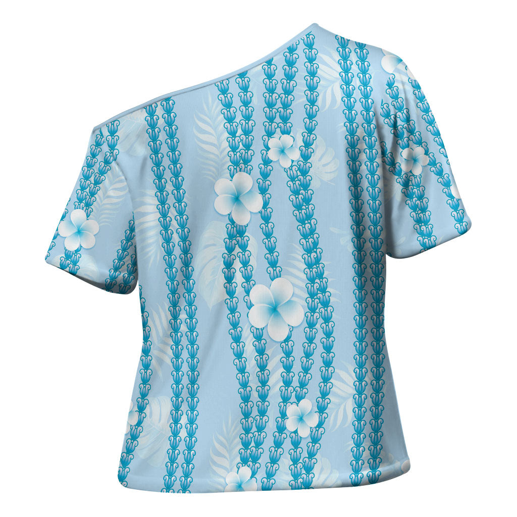 Hawaii Queen Liliuokalani Cross Shoulder Shirt Blue Lei Pua Kalaunu LT05 - Polynesian Pride
