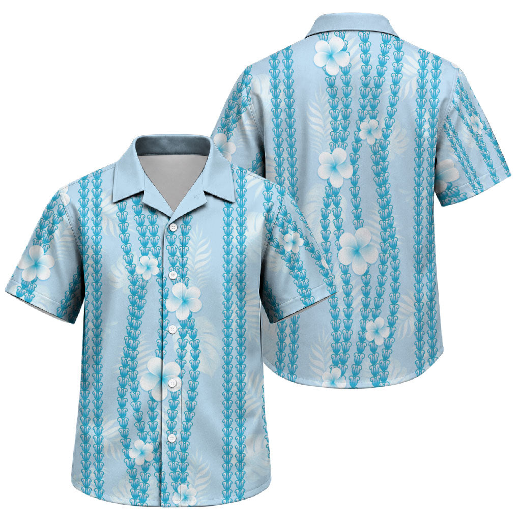 Hawaii Queen Liliuokalani Family Matching Summer Maxi Dress and Hawaiian Shirt Blue Lei Pua Kalaunu LT05 Son's Shirt Blue - Polynesian Pride