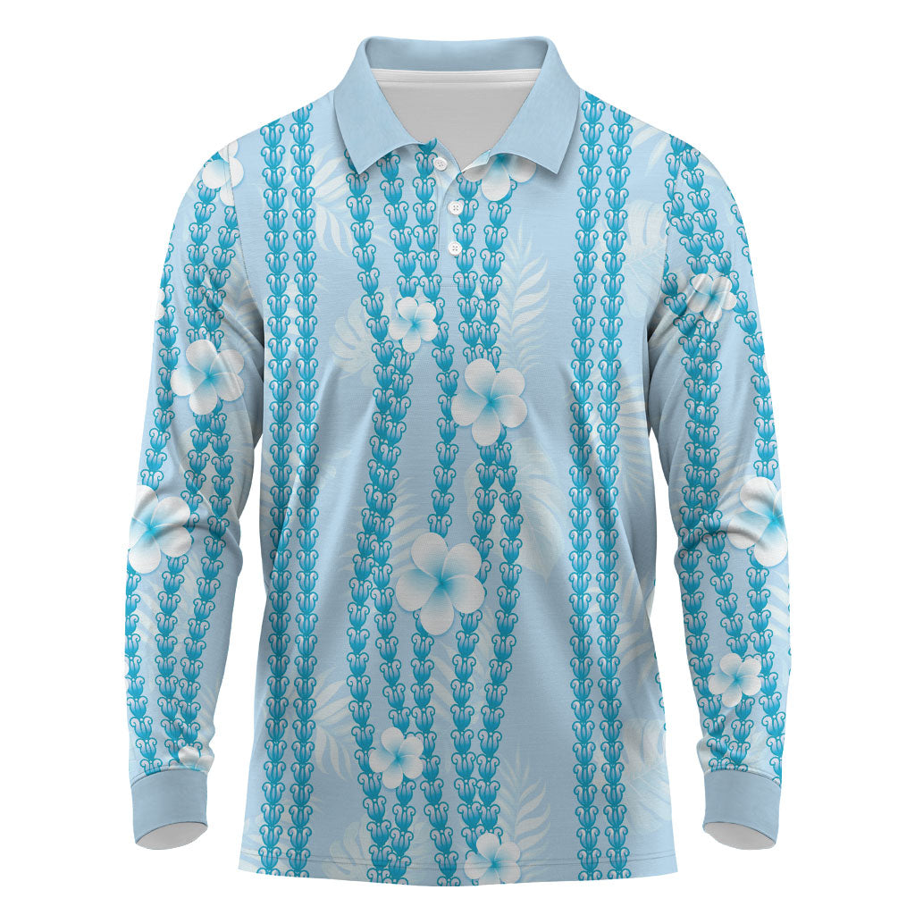 Hawaii Queen Liliuokalani Long Sleeve Polo Shirt Blue Lei Pua Kalaunu