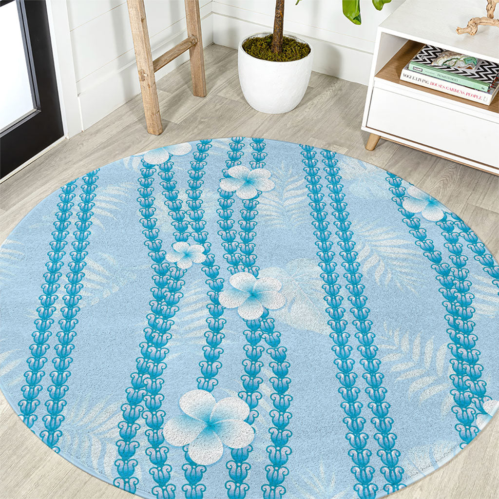 Hawaii Queen Liliuokalani Round Carpet Blue Lei Pua Kalaunu