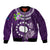 Personalized Cook Islands Rarotonga Bomber Jacket Coat Of Arms Plumeria Polynesian Turtle LT05 Unisex Purple - Polynesian Pride