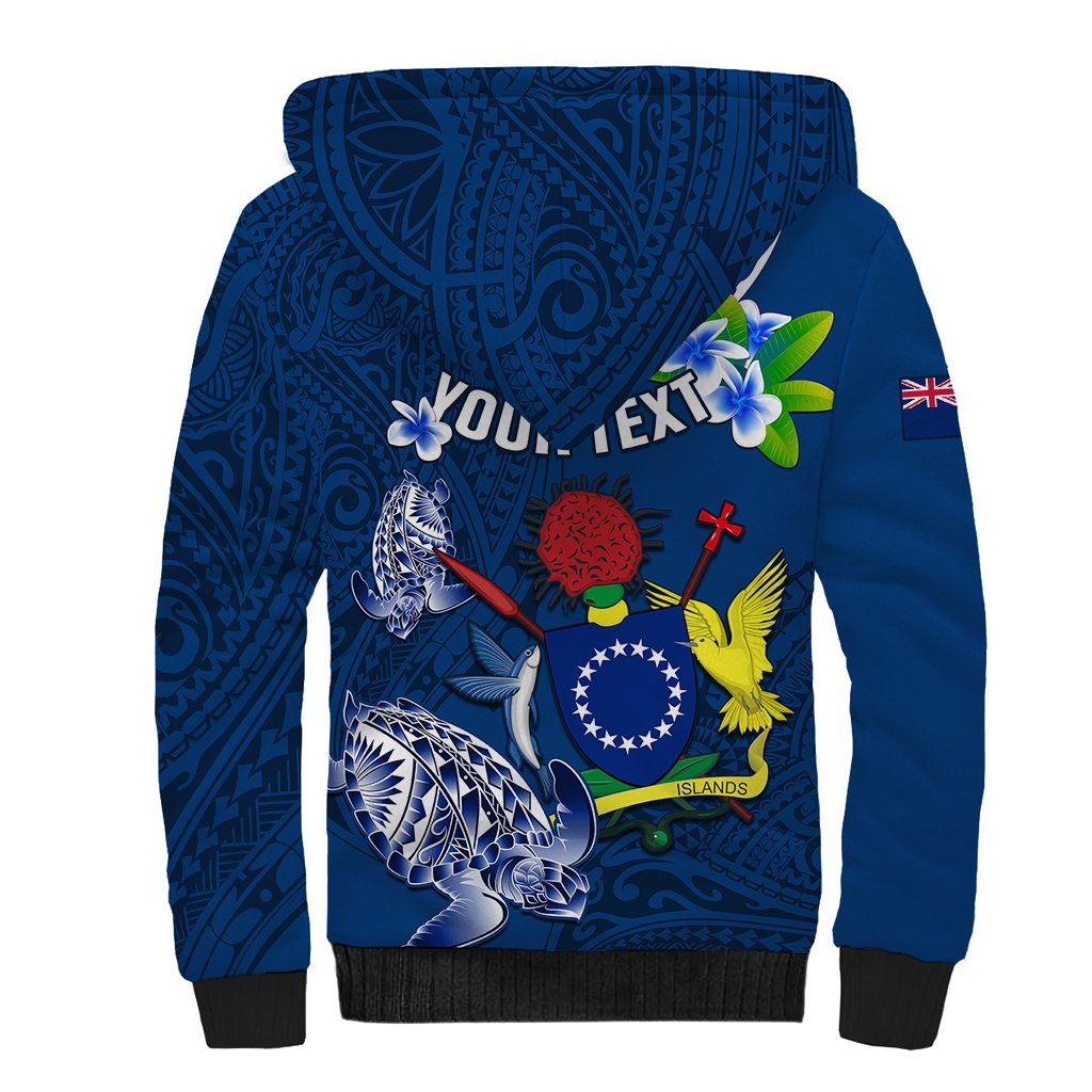 Personalized Cook Islands Pukapuka Sherpa Hoodie Coat Of Arms Plumeria Polynesian Turtle LT05 - Polynesian Pride