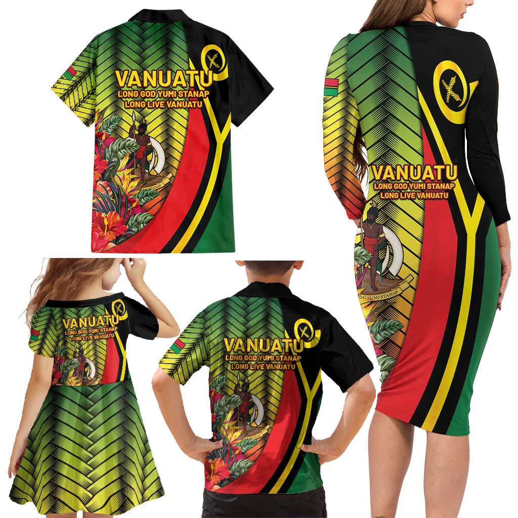Vanuatu Constitution Day Family Matching Long Sleeve Bodycon Dress and Hawaiian Shirt Long Live Vanuatu LT05 - Polynesian Pride