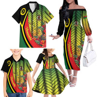 Vanuatu Constitution Day Family Matching Off The Shoulder Long Sleeve Dress and Hawaiian Shirt Long Live Vanuatu LT05 - Polynesian Pride