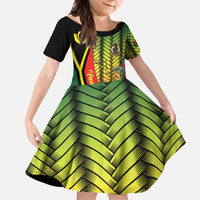 Vanuatu Constitution Day Family Matching Short Sleeve Bodycon Dress and Hawaiian Shirt Long Live Vanuatu LT05 Daughter's Dress Colorful - Polynesian Pride