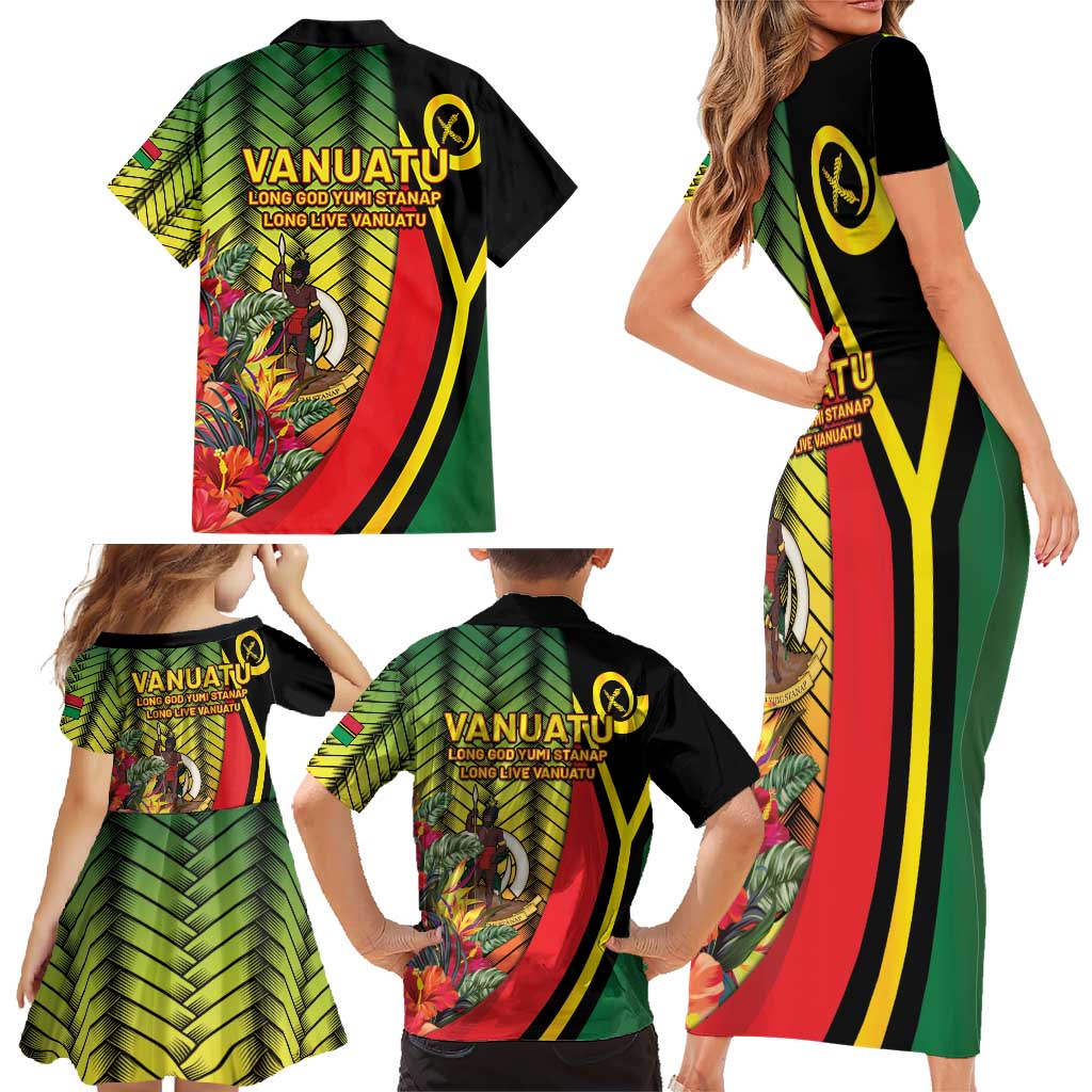 Vanuatu Constitution Day Family Matching Short Sleeve Bodycon Dress and Hawaiian Shirt Long Live Vanuatu LT05 - Polynesian Pride
