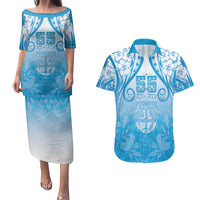 Fiji Day Couples Matching Puletasi and Hawaiian Shirt 55th Anniversary Forever Fiji - Polynesian Pride