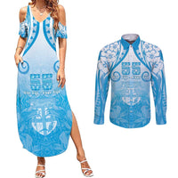 Fiji Day Couples Matching Summer Maxi Dress and Long Sleeve Button Shirt 55th Anniversary Forever Fiji - Polynesian Pride