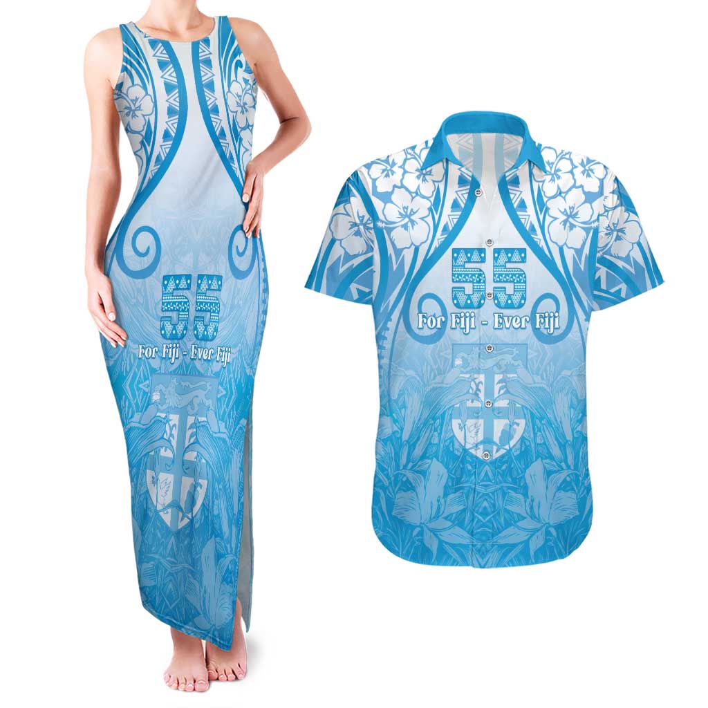 Fiji Day Couples Matching Tank Maxi Dress and Hawaiian Shirt 55th Anniversary Forever Fiji - Polynesian Pride