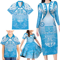 Fiji Day Family Matching Long Sleeve Bodycon Dress and Hawaiian Shirt 55th Anniversary Forever Fiji LT05 - Polynesian Pride