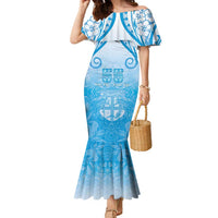 Fiji Day Family Matching Mermaid Dress and Hawaiian Shirt 55th Anniversary Forever Fiji LT05 Mom's Dress Blue - Polynesian Pride
