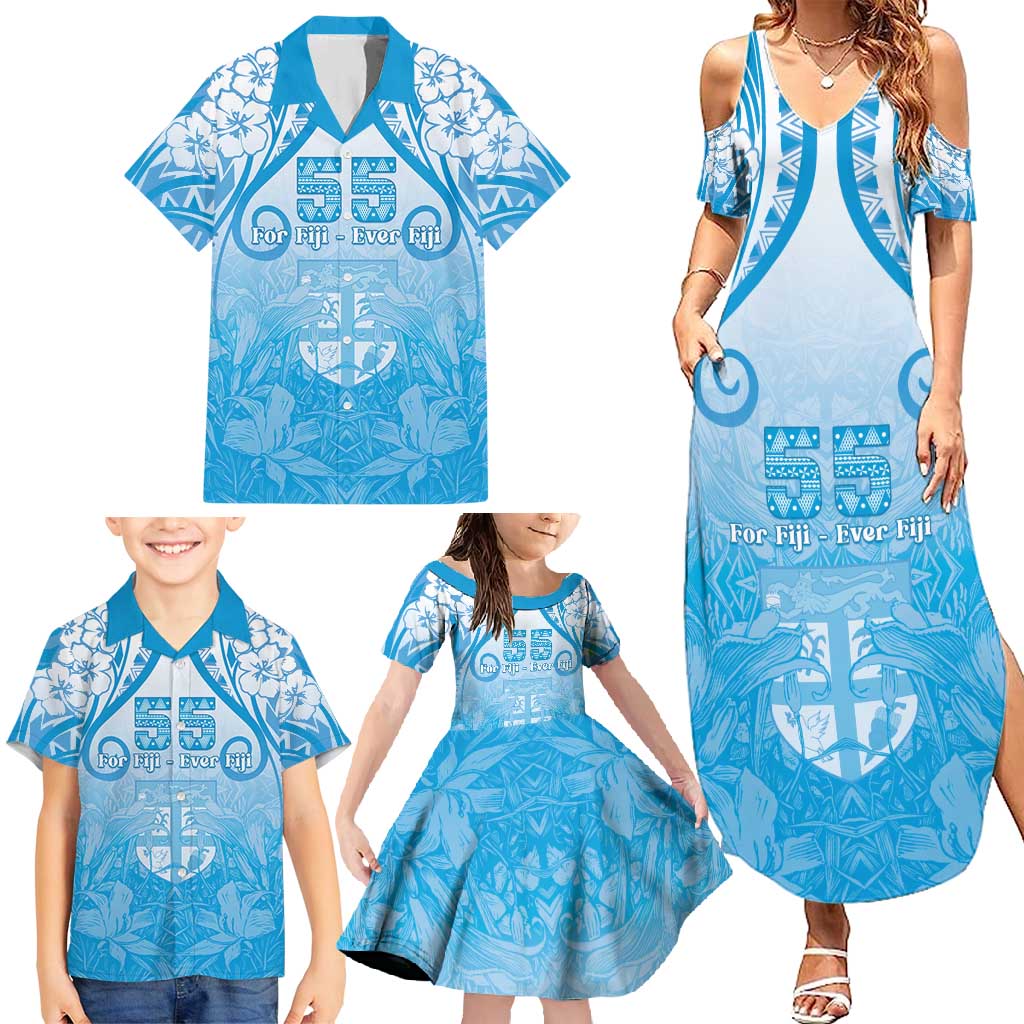 Fiji Day Family Matching Summer Maxi Dress and Hawaiian Shirt 55th Anniversary Forever Fiji LT05 - Polynesian Pride