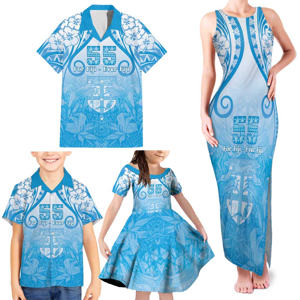Fiji Day Family Matching Tank Maxi Dress and Hawaiian Shirt 55th Anniversary Forever Fiji LT05 - Polynesian Pride