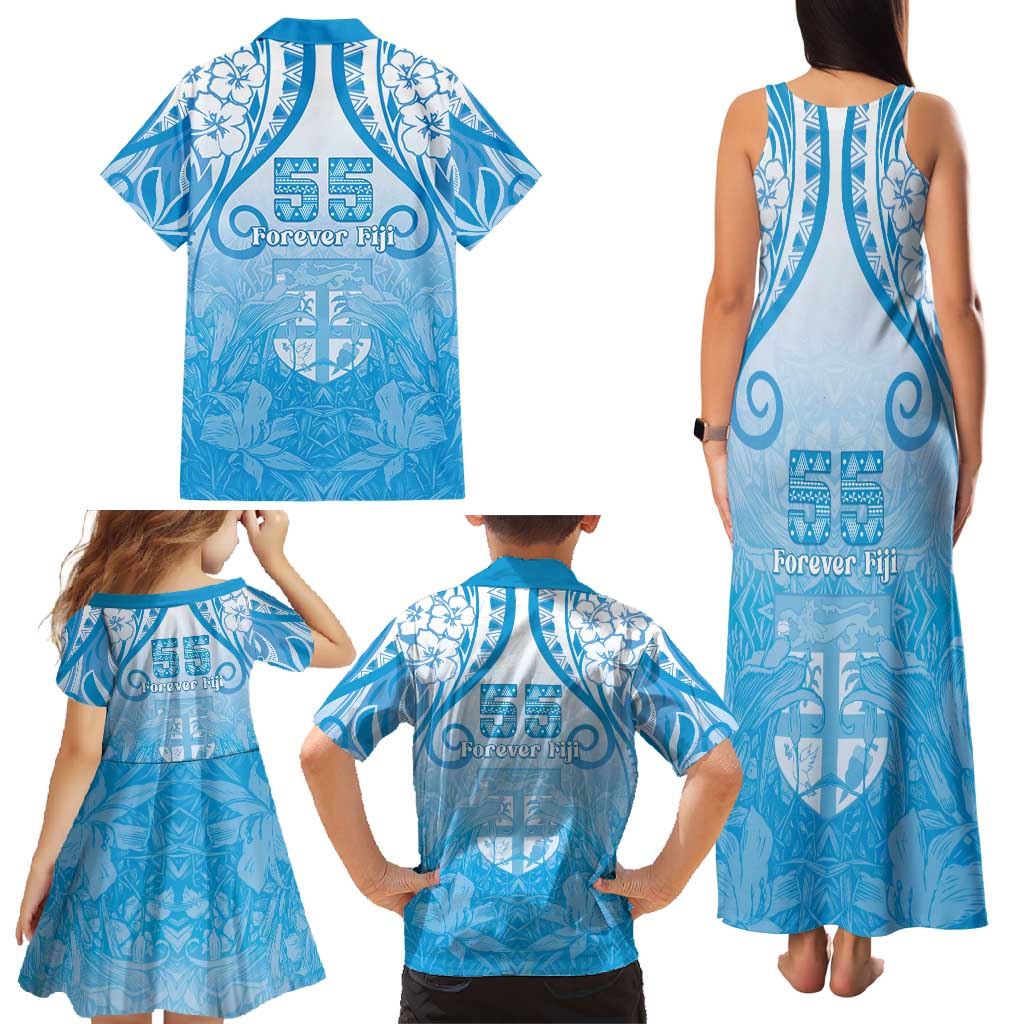 Fiji Day Family Matching Tank Maxi Dress and Hawaiian Shirt 55th Anniversary Forever Fiji LT05 - Polynesian Pride