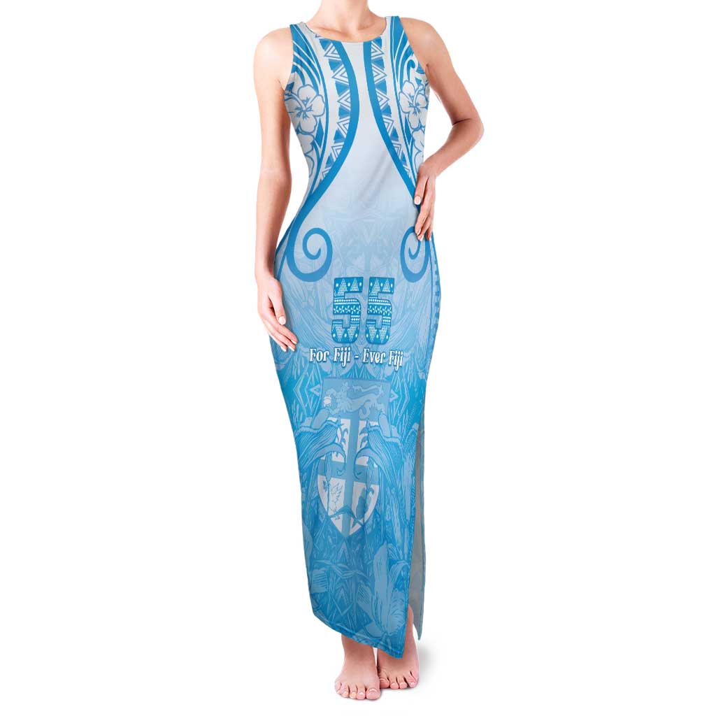 Fiji Day Family Matching Tank Maxi Dress and Hawaiian Shirt 55th Anniversary Forever Fiji LT05 Mom's Dress Blue - Polynesian Pride