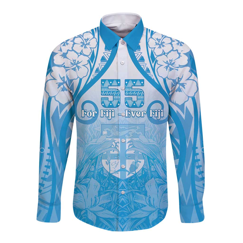 Fiji Day Long Sleeve Button Shirt 55th Anniversary Forever Fiji - Polynesian Pride