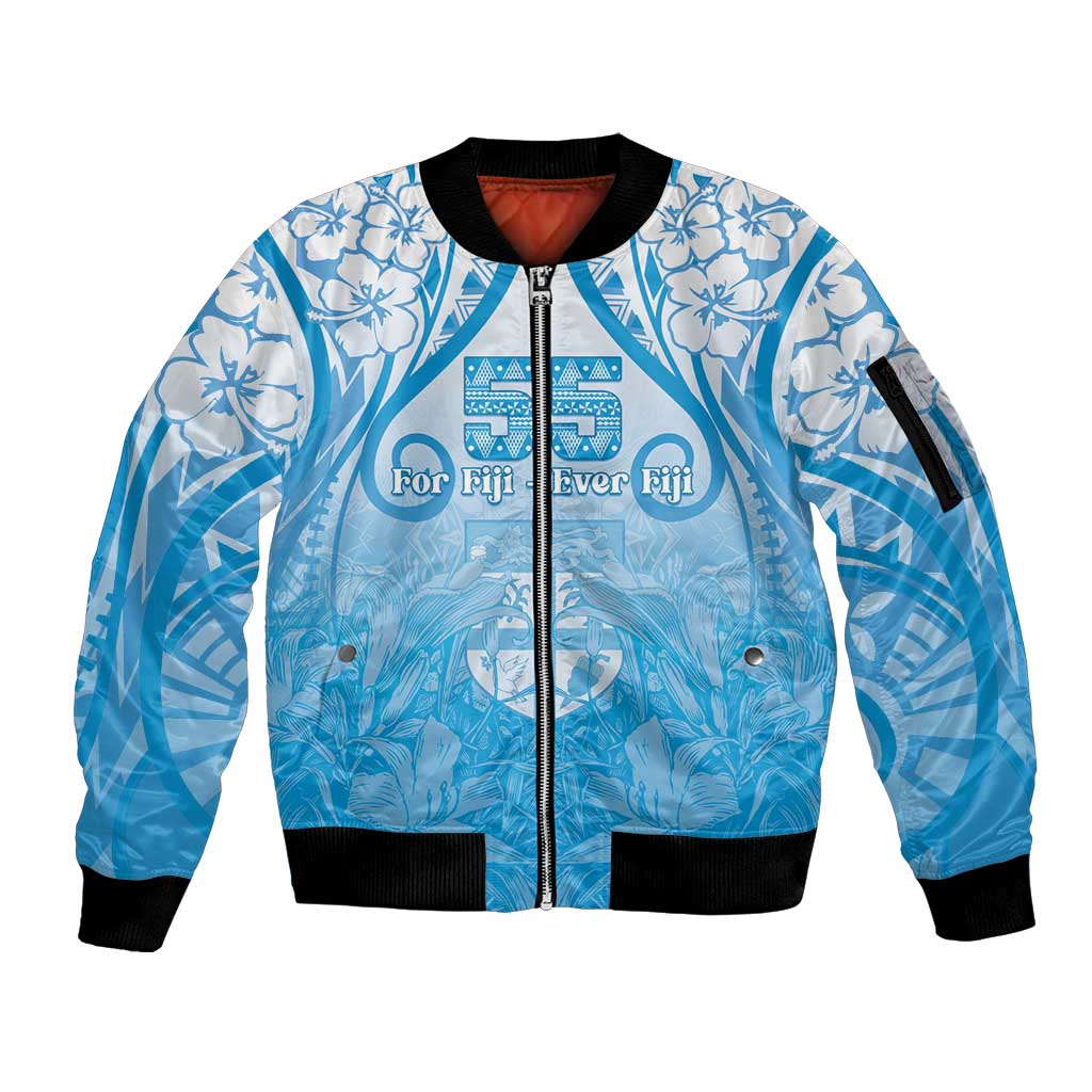 Fiji Day Sleeve Zip Bomber Jacket 55th Anniversary Forever Fiji - Polynesian Pride