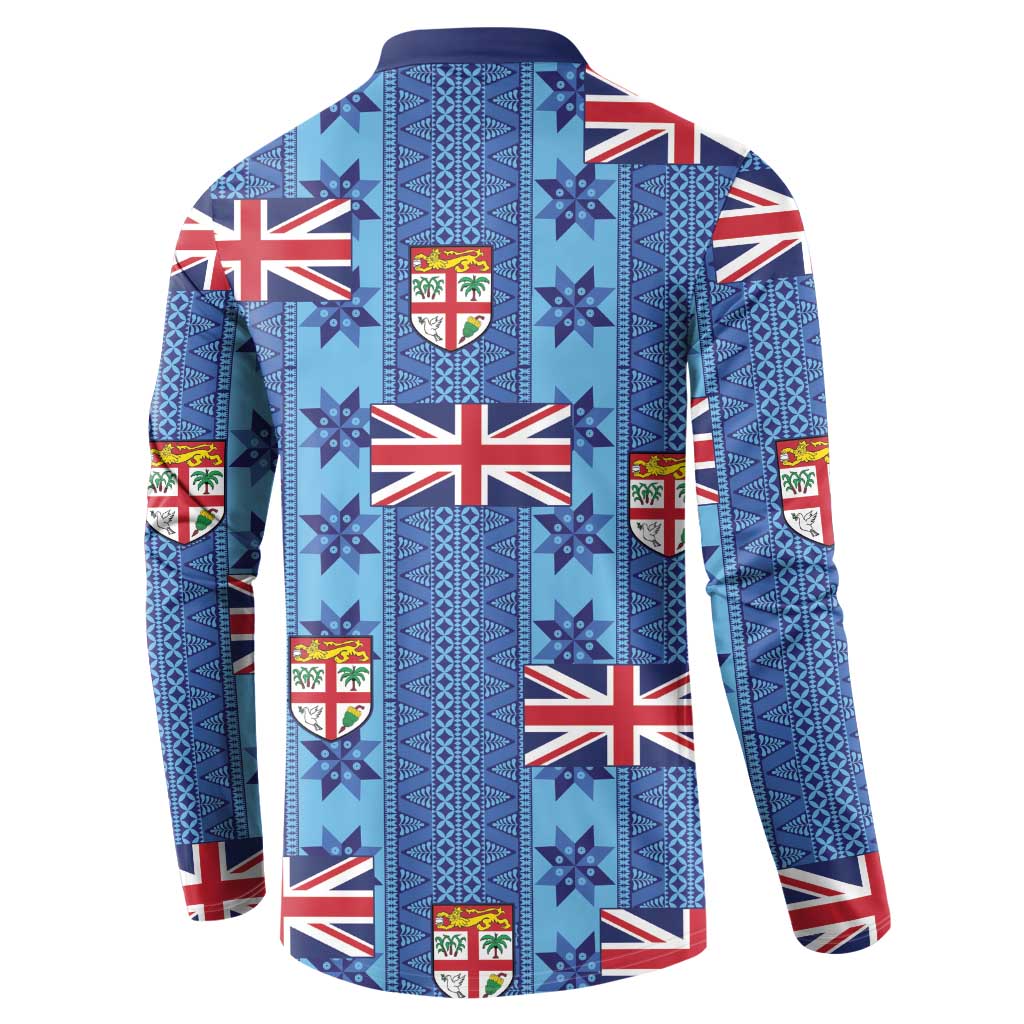 Fiji Masi Tapa Button Sweatshirt Coat Of Arms - Polynesian Pride