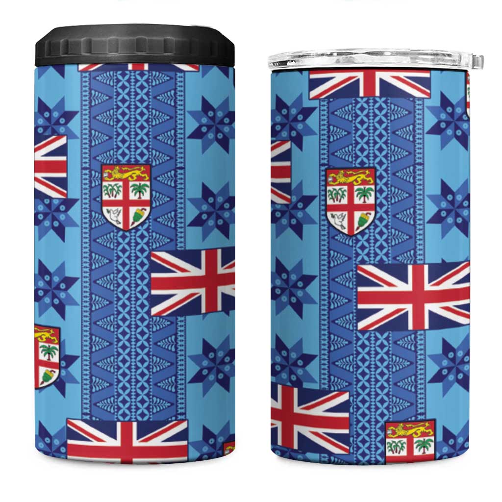 Fiji Masi Tapa 4 in 1 Can Cooler Tumbler Coat Of Arms - Polynesian Pride