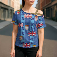 Fiji Masi Tapa Cross Shoulder Shirt Coat Of Arms - Polynesian Pride