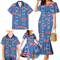 Fiji Masi Tapa Family Matching Mermaid Dress and Hawaiian Shirt Coat Of Arms LT05 - Polynesian Pride