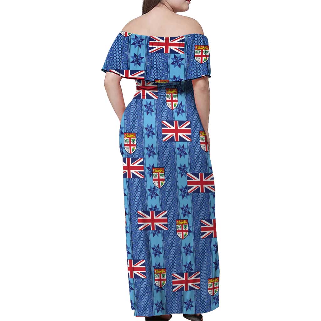 Fiji Masi Tapa Family Matching Off Shoulder Maxi Dress and Hawaiian Shirt Coat Of Arms LT05 - Polynesian Pride