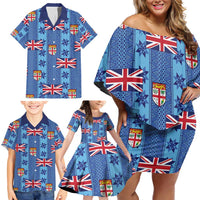 Fiji Masi Tapa Family Matching Off Shoulder Short Dress and Hawaiian Shirt Coat Of Arms LT05 - Polynesian Pride